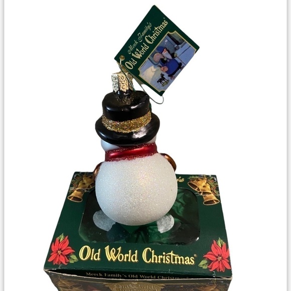 LOT OF 3 OLD WORLD CHRISTMAS TREE ORNAMENTS SNOWMEN IN BOXES XMAS DECOR - Picture 9 of 11